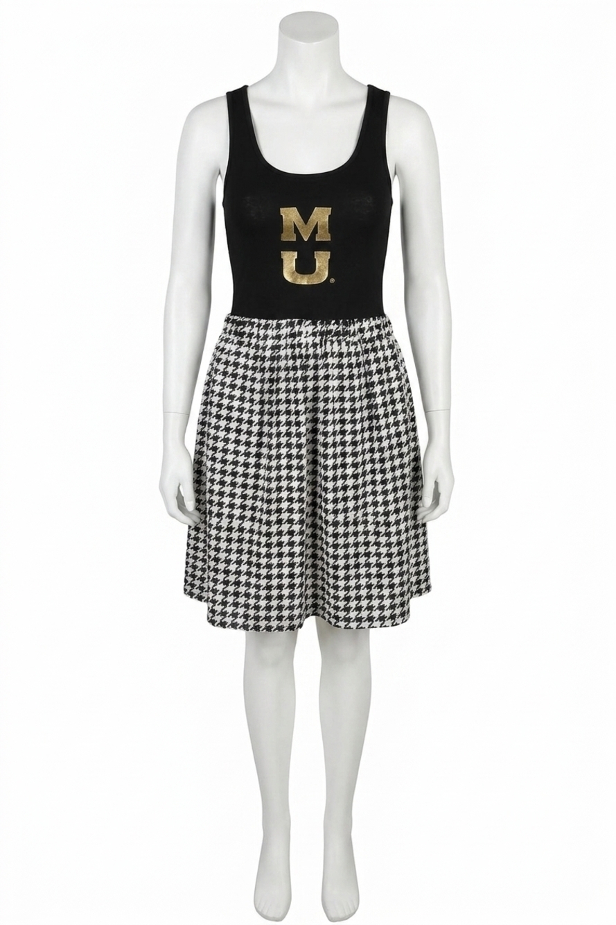 NEW GAMEDAY COUTURE university of missouri logo houndstooth tank dress in black